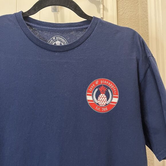 Love & Pineapples Home is my Happy Place Navy Blue Graphic Tee Womens Size L - Picture 3 of 6